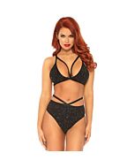 Conjunto lurex sujetador y braguita brillante negro