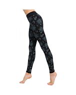 Leggins rise con estampado flores negro