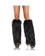 Leg avenue furry leg warmers black and silver metallic