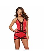 Red diamond babydoll red / black one size embroidery style 10140