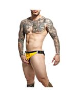 DNGEON Cockring Jockstrap Yellow - Leather Waistband - Sex Shop