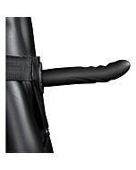 Ouch! Hollow Curved Textured Strap-On Harness - Black 20cm