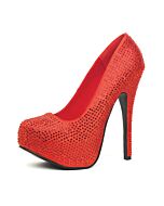 Leg avenue bombshell red satin pump with rhinestones