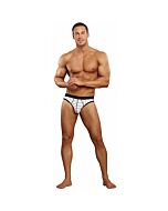 Male power white jockstrap black stripes