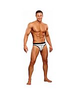 Male power white thong black stripes