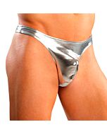 Male power heavy metal silver thong