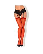Kiss me red socks with black garter belt clip