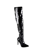 Boot above the knee black patent leather