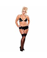 Magic open silk bra, skirt and thong black