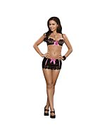 Magic silk bra and thong panties black and pink