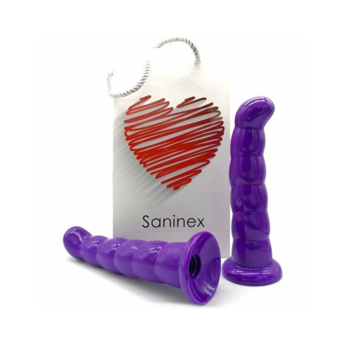 Saninex love me - butt plug & dildo xxl con base succión - morado