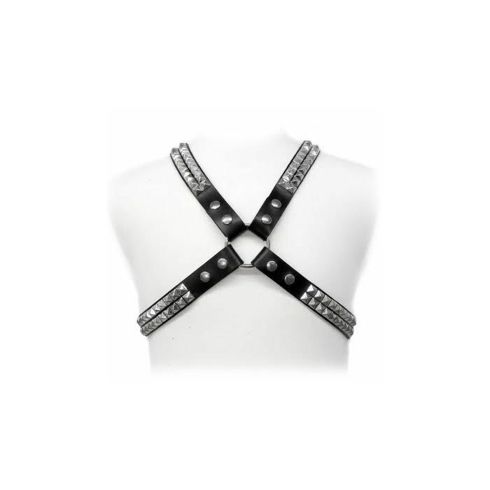 Leather body harness pyramid stud