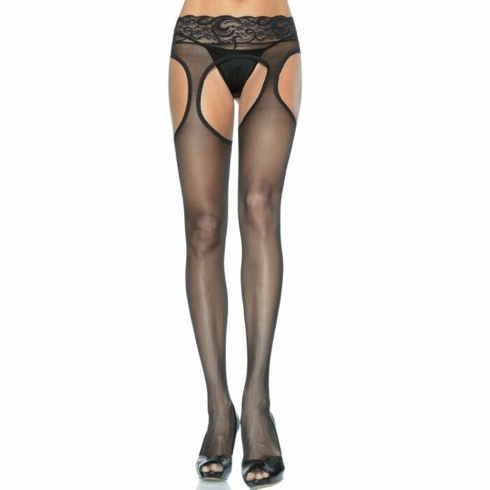 Leg Avenue tights in black lace garter belt effect waist