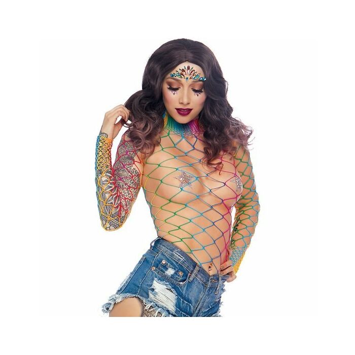 Body de red manga larga multicolor