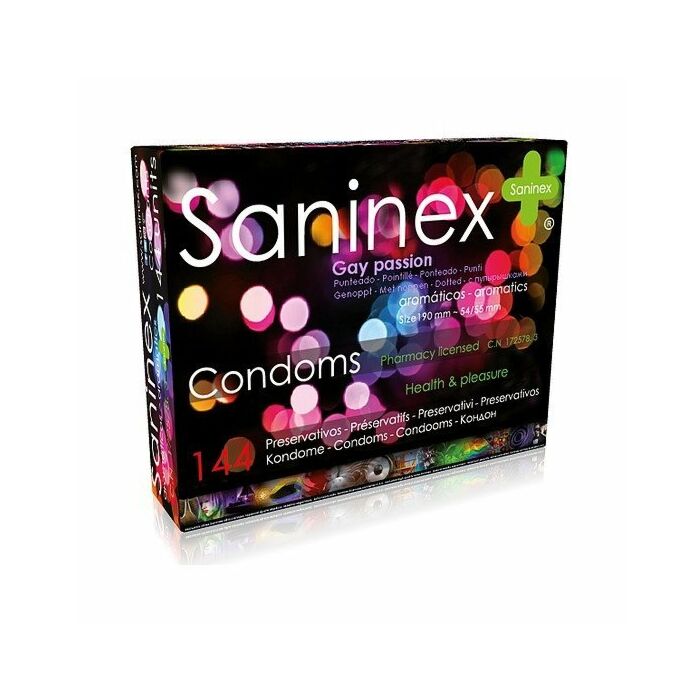 Saninex preservativos gay passion - punteado 144 uds