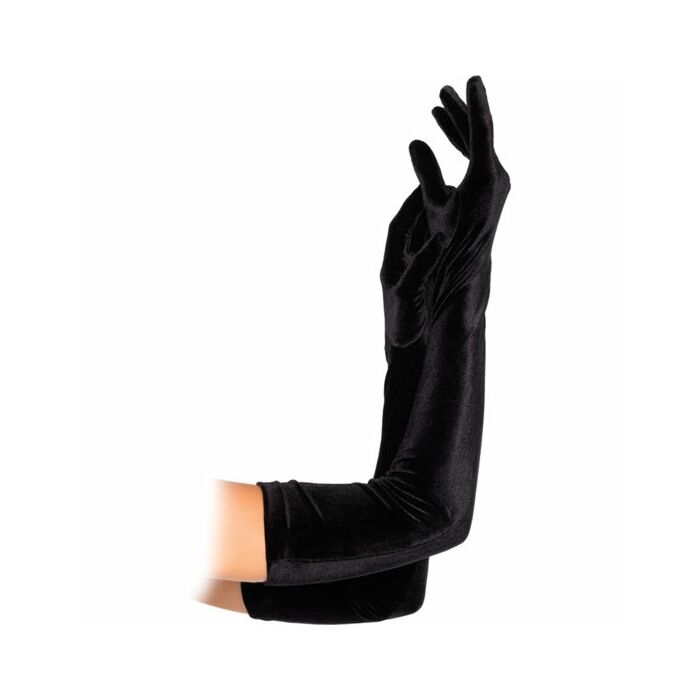 Leg avenue extra long black velvet gloves