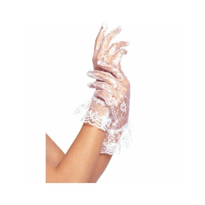 Leg avenue lace gloves with white wheel
