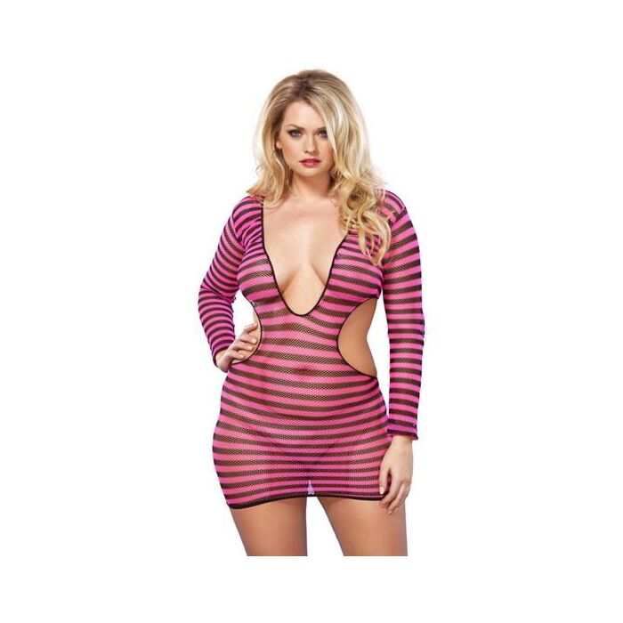 Leg avenue network mini dress with black and pink openings to the side