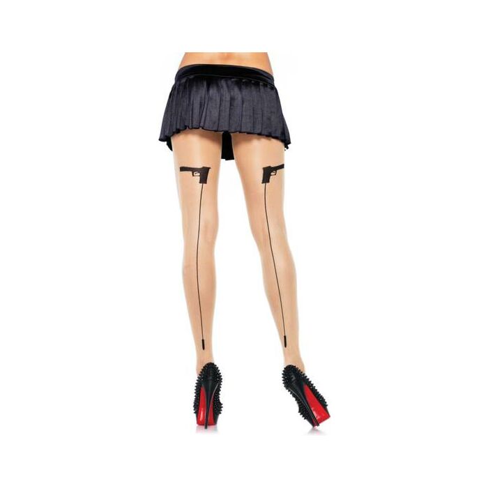 Leg avenue transparent spandex tights with back seam gun