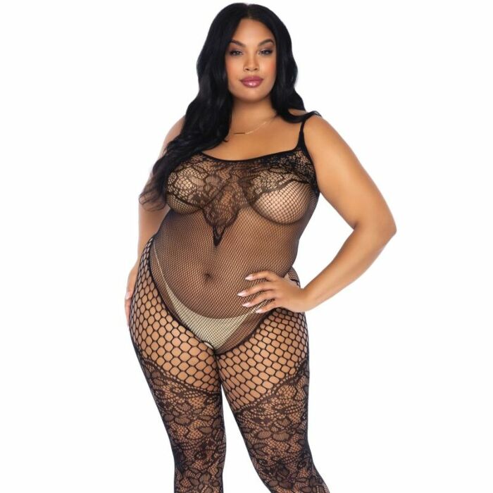 Leg avenue bodystocking en red y diseão floral talla grande