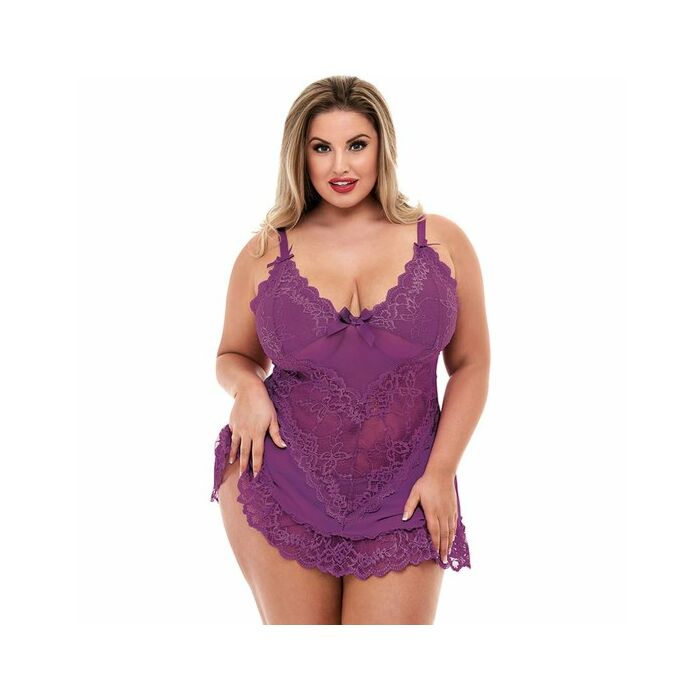 Mini lace chemise - picardias morado