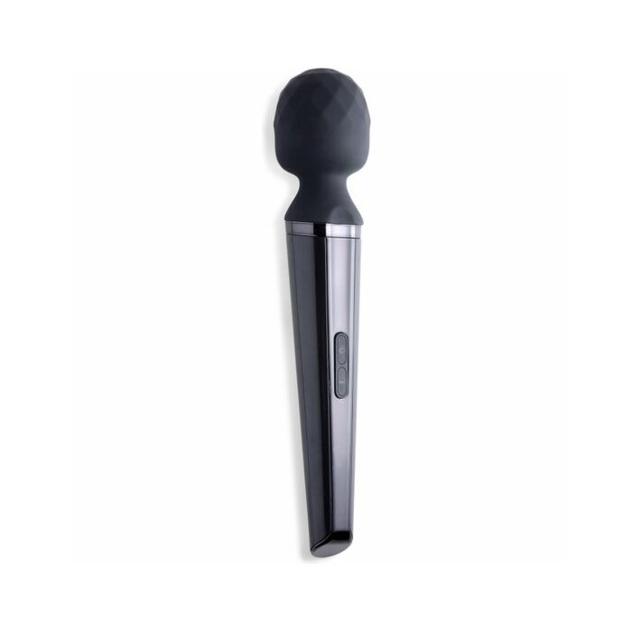 Diamond head- 11x silicone wand massager - black