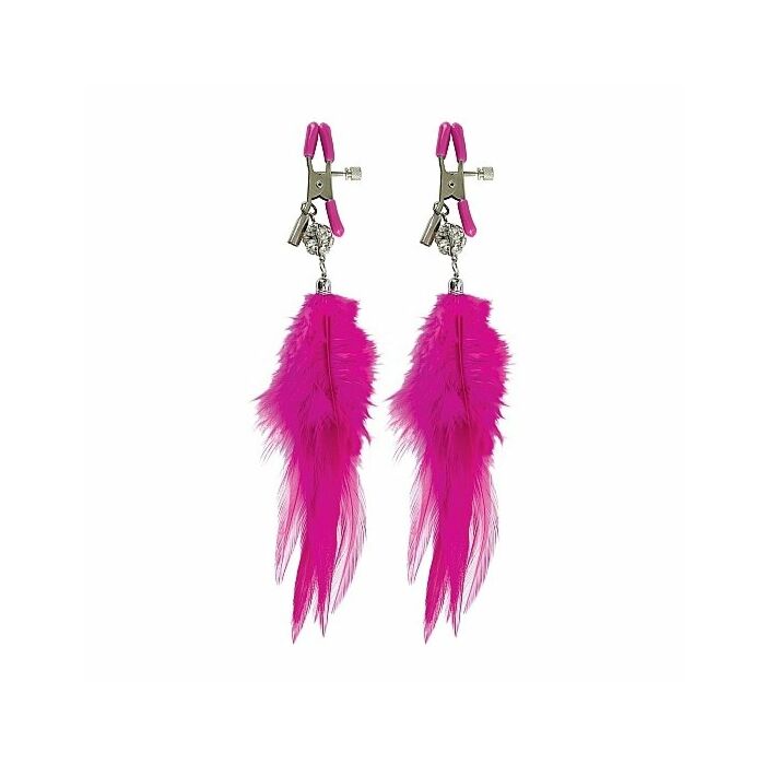 Fetish fantasy nipple clamps with pink feathers
