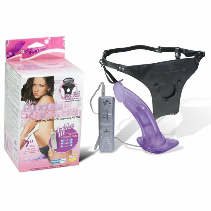 lila vibrator and adjustable braguita Arnes 18cm,