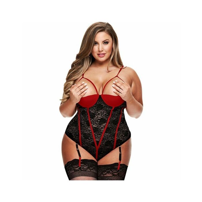 Lace teddy with garters- body liguero