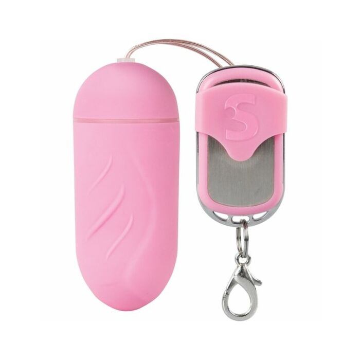 Shots pink ribbed egg remote control 100 silicone