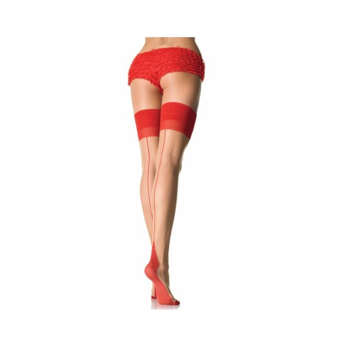 Leg Avenue stockings with Cuban heel and back seam red