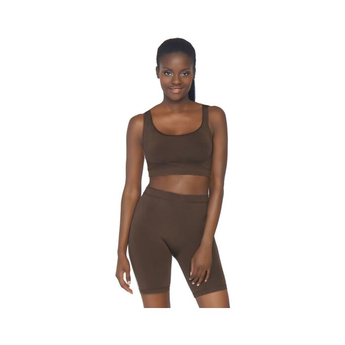 Opaque set with cycling pants - brown
