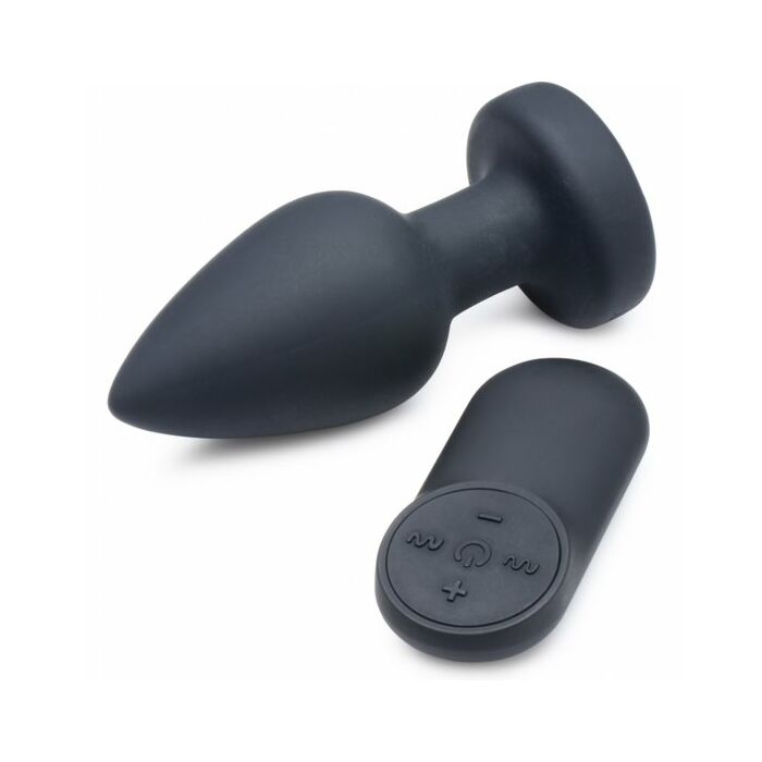 Silicone vibrating anal plug-medium-black