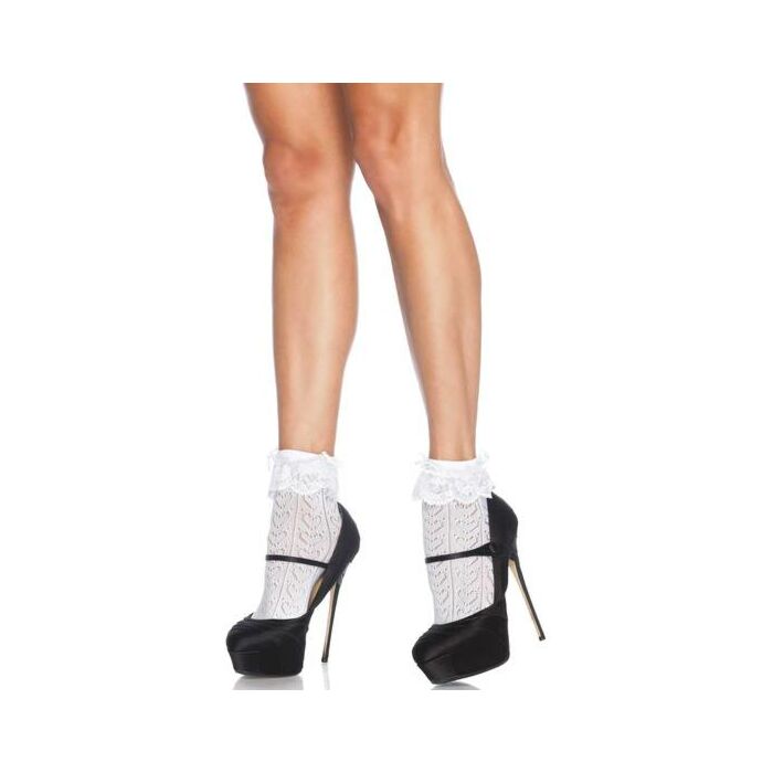 Leg avenue crochet socks with white hearts