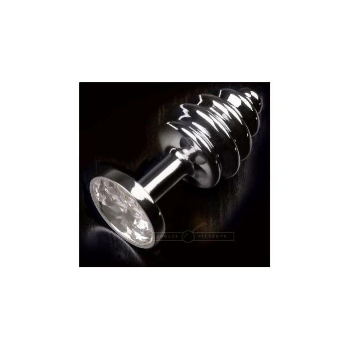 anal plug ribbed silver jewelery / diamond