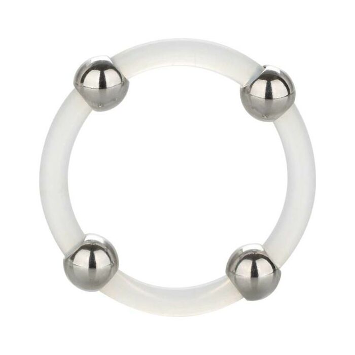 Silicone ring with steel beads - size l