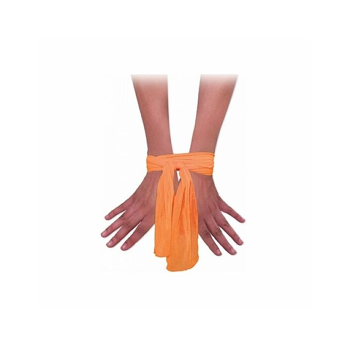 Neon orange ribbons bondage