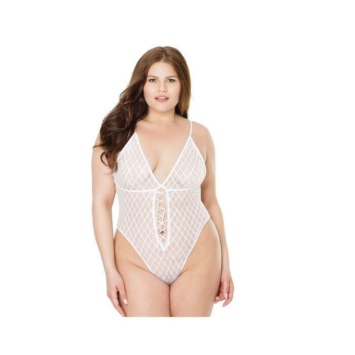 Mesh high cut bodysuit - white