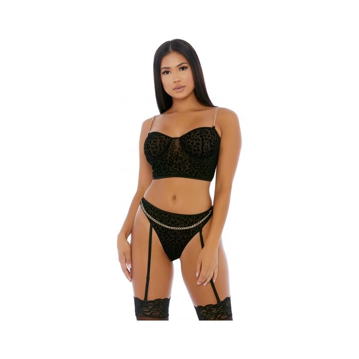 Chain me up bustier set negro