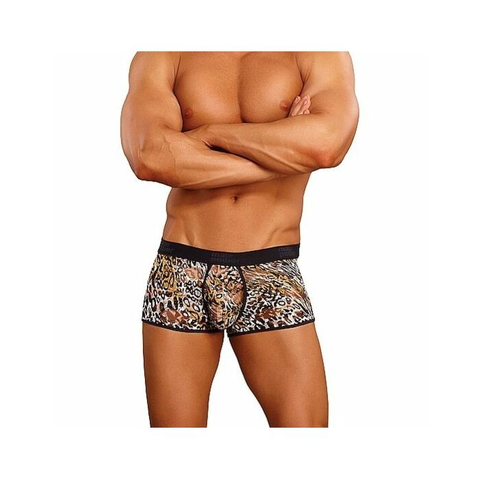 Male power leopard print short brown