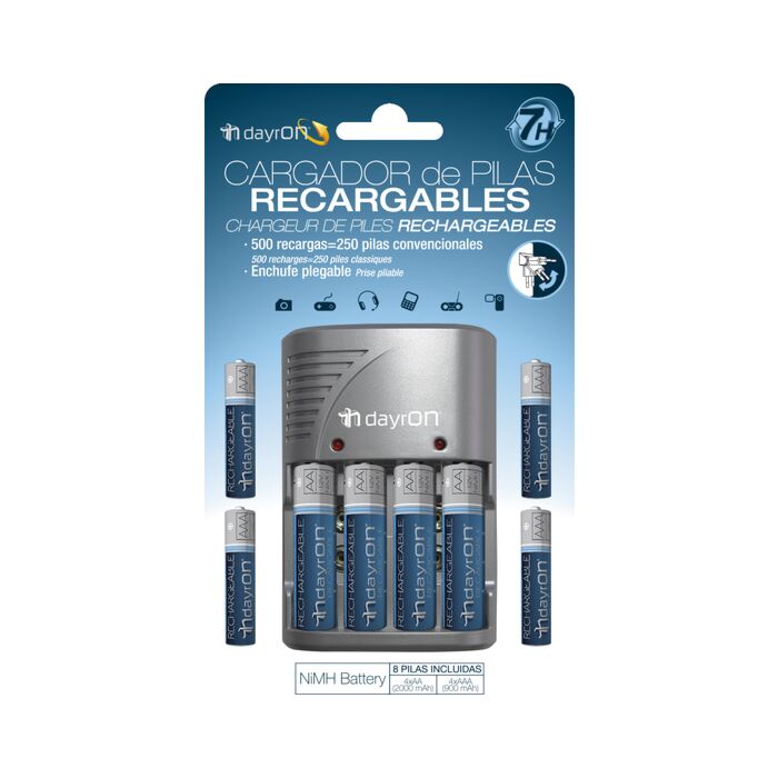 Charger for 4 batteries with 8 batteries incl. (4xr06 + 4xr03) dayron
