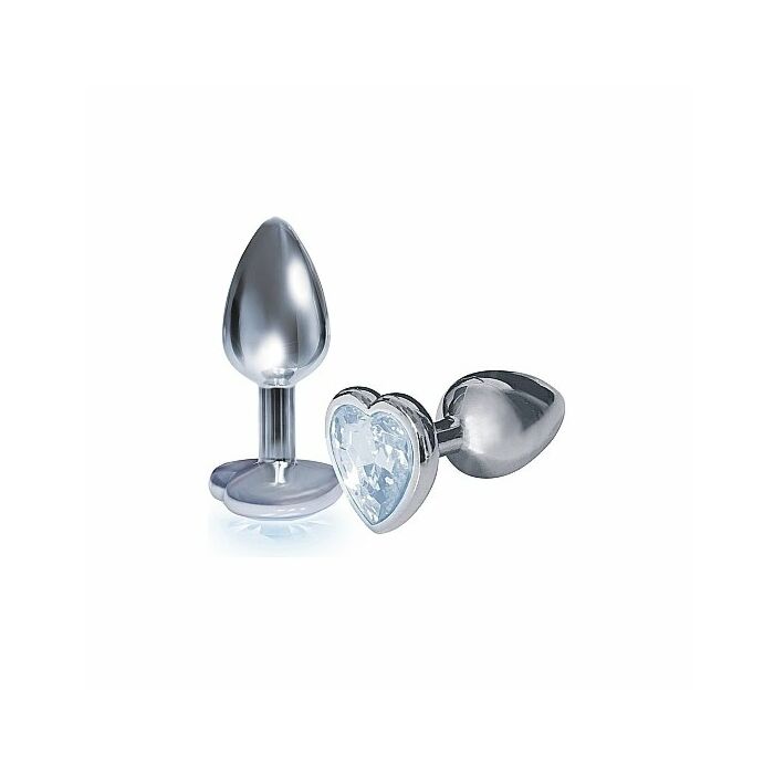 Plug acero inox con perla corazón - diamante