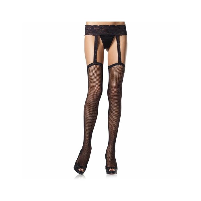 Leg Avenue stockings small network with built-lace garter belt plus