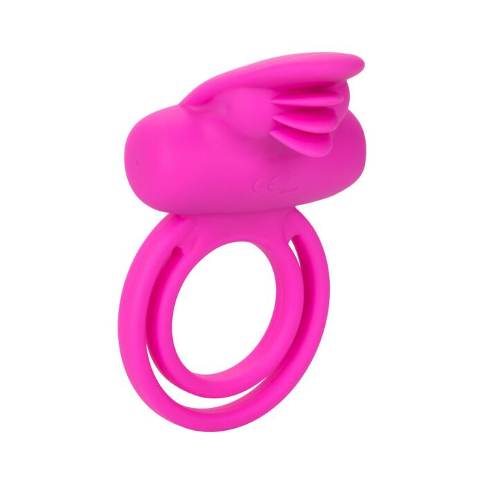 Dual clit flicker enhancer - silicone double vibrating ring - pink