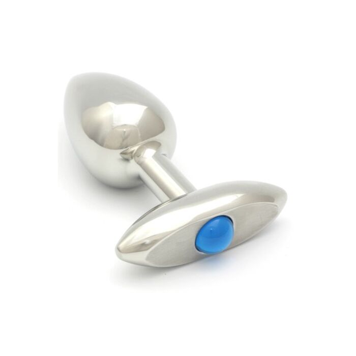 Rosebuds pressed steel anal plug glass 65 x 30mm aquamarine