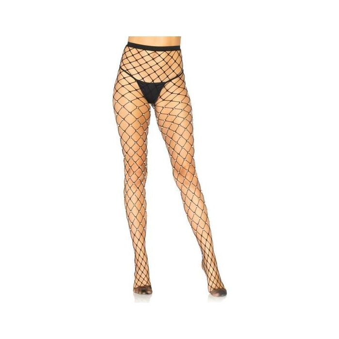 Fishnet stockings with pearls - black