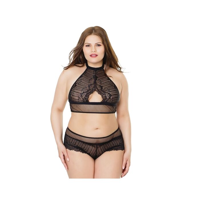 Halter top and culot set - black