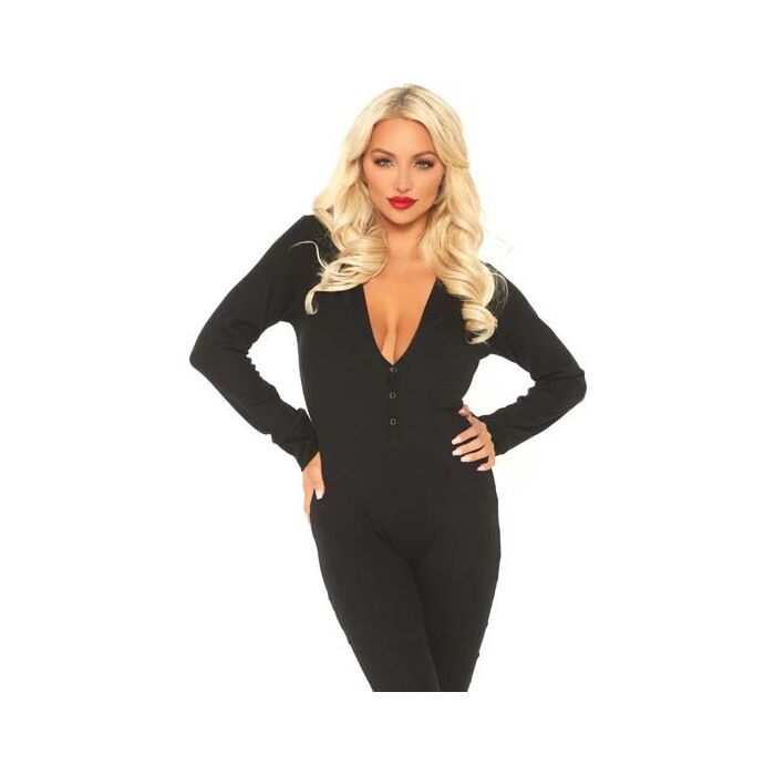 Long jumpsuit with back opening - black