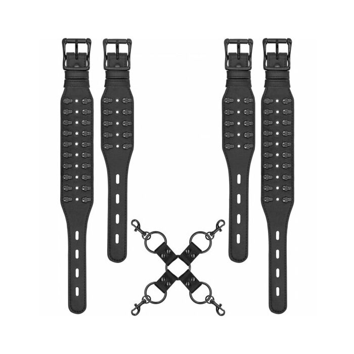 Ouch! skulls and bones - esposas tobillos de cuero - negro
