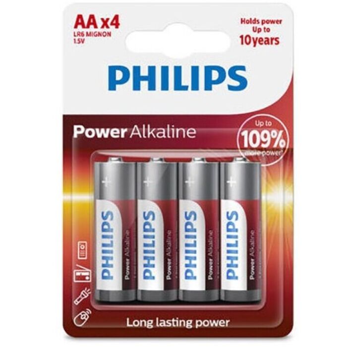 Power Alkaline AA LR6 Batteries, 4-Pack